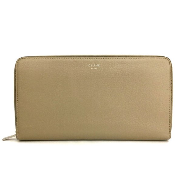 CELINE Logo Leather Zippy Zip Around Long Wallet /1F6164 - Picture 1 of 8
